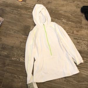 Lululemon white hoodie pullover with lime green
